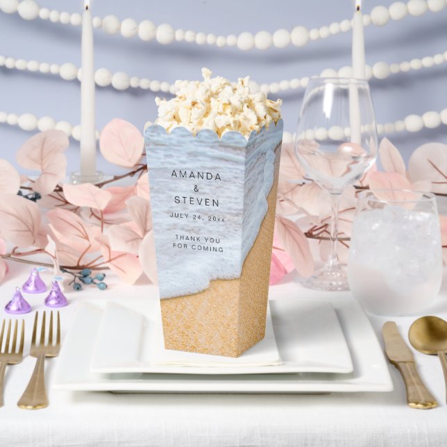 Sandy Beach with Foamy Surf Wedding Thank You Favor Box (Wedding)
