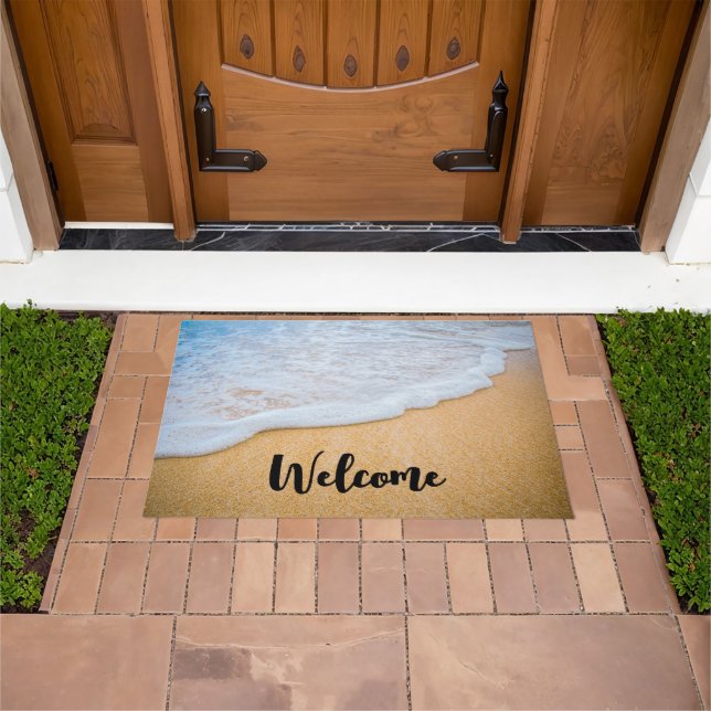 Sandy Beach with Foamy Surf Welcome Doormat (Outdoor)