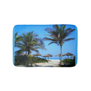 Sandy Beach With Palm Trees and An Ocean View Bath Mat