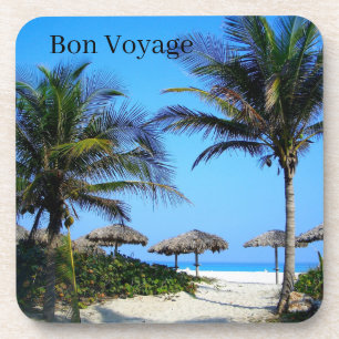 Sandy Beach With Palm Trees and An Ocean View Beve Coaster
