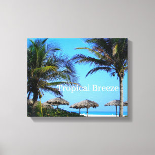 Sandy Beach With Palm Trees and An Ocean View Canv Canvas Print