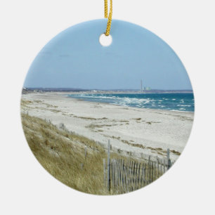 Sandy Beach with Waves Ceramic Ornament