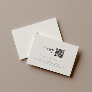 Sandy Beige Beach Wedding QR Code RSVP Card