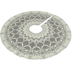 Sandy Beige Boho Beach Mandala Pattern Brushed Polyester Tree Skirt