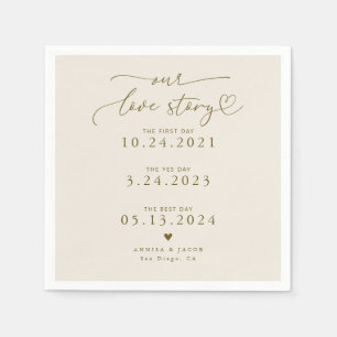 Sandy Beige Our Love Story Elegant Script Wedding Napkin