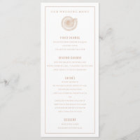Sandy Beige Sea Shell Wedding Dinner Menu