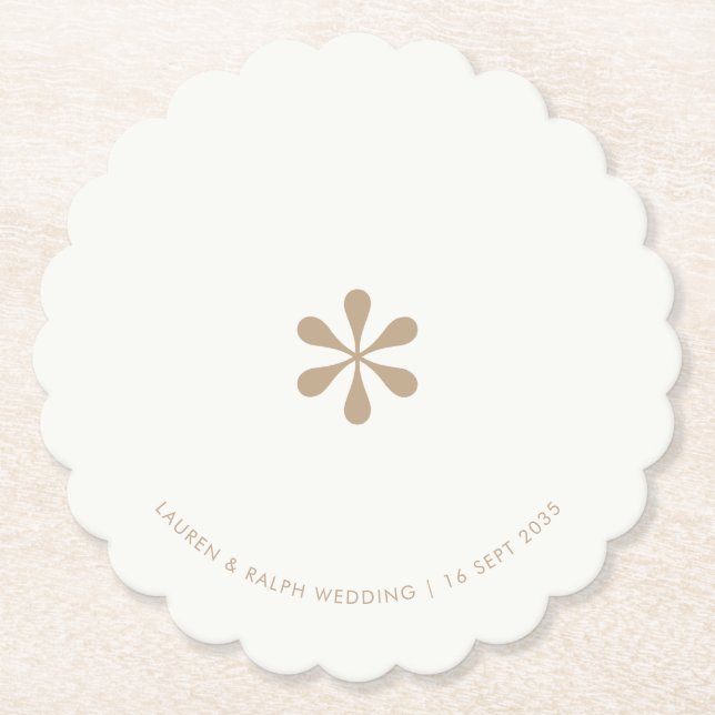 Sandy Beige | Simple Chic Couple Paper Coaster (Front)
