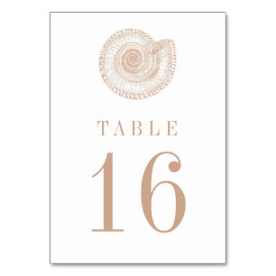 Sandy Beige Tan Sea Shell Table Number Card