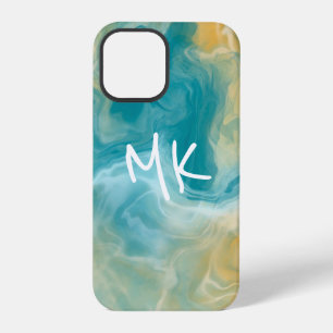 Sandy Brown Ocean Blue Fluid Art iPhone 12 Pro Case