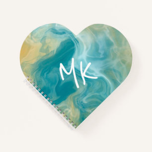 Sandy Brown Ocean Blue Fluid Art Notebook