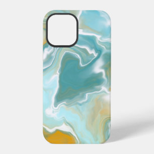 Sandy Brown Ocean Blue Marble Fluid Art   iPhone 12 Pro Case
