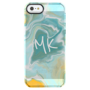 Sandy Brown Ocean Blue Marble Fluid Art   Clear iPhone SE/5/5s Case