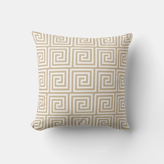 Sandy Brown Outdoor Pillows Greek Key (Front)