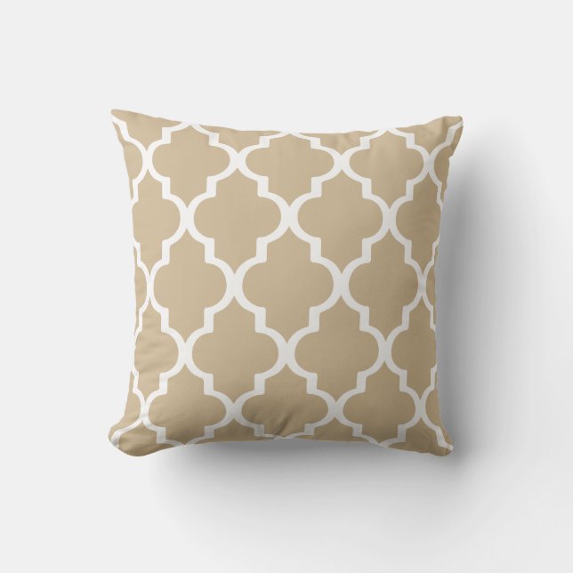 Sandy Brown Outdoor Pillows Quatrefoil Lattice (Front)
