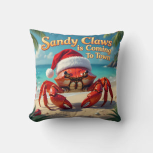 Sandy claws came to town throw pillow