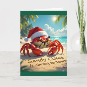 Sandy claws is coming to town holiday card