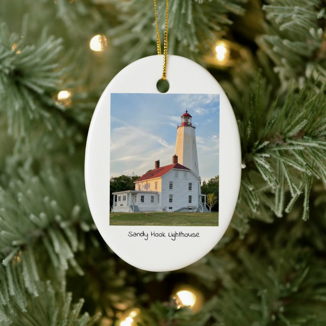 Sandy Hook Lighthouse Ceramic Ornament (Tree)