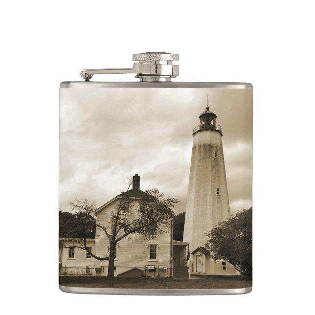 Sandy Hook Lighthouse Hip Flask (Front)