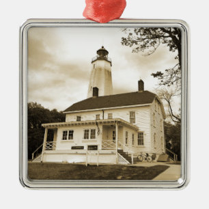 Sandy Hook Lighthouse Metal Ornament