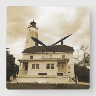 Sandy Hook Lighthouse Square Wall Clock
