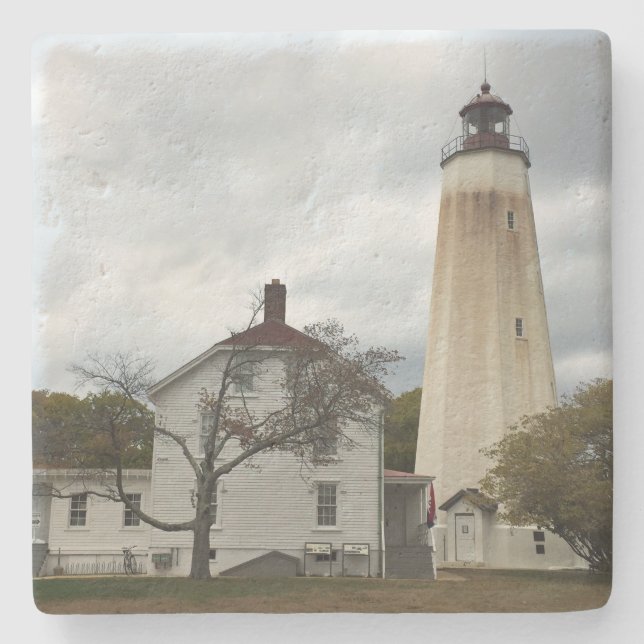 Sandy Hook Lighthouse Stone Coaster (Front)