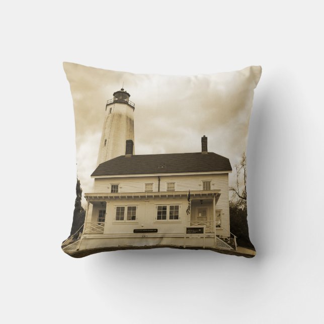 Sandy Hook Lighthouse Throw Pillow (Front)