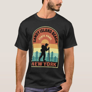 Sandy Island Beach State Park New York Retro Hikin T-Shirt