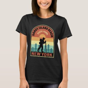 Sandy Island Beach State Park New York Retro Hikin T-Shirt