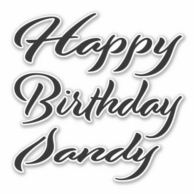 Sandy Name First Name black Sticker Birthday (Front)