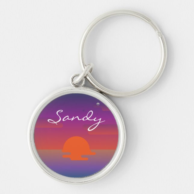 Sandy Name Keychain custom name personalize sunset (Front)