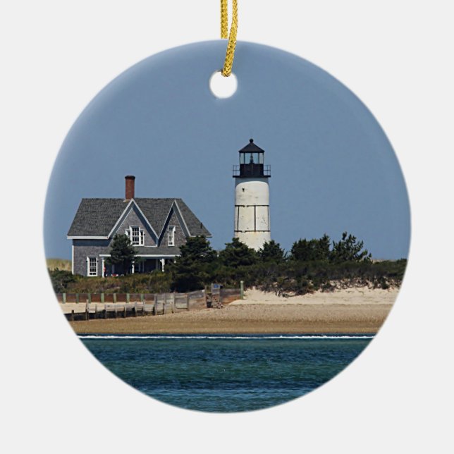 Sandy Neck Lighthouse Ceramic Ornament (Front)
