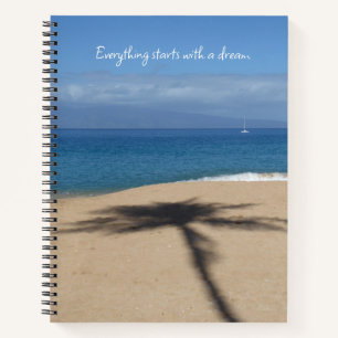 Sandy Palm Tree Shadow Photo Large Spiral Notebook