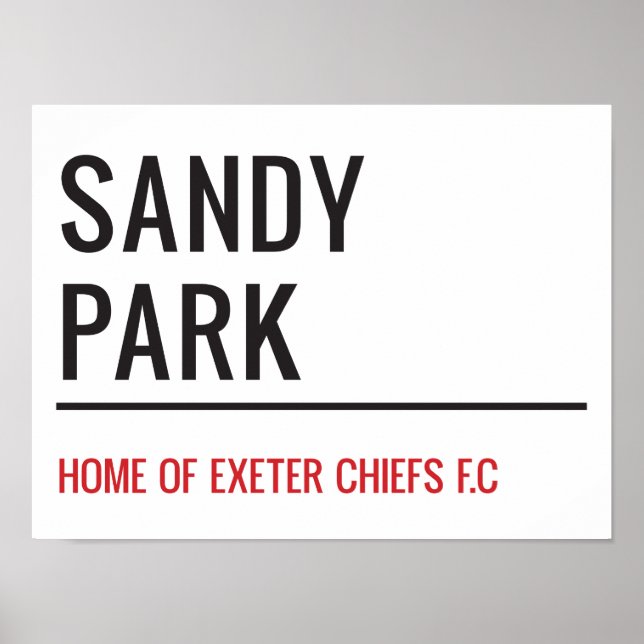 Sandy Park Stadium Street Sign (Front)
