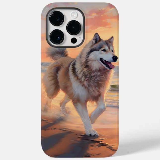 Sandy Paws Alaskan Malamute Dog on Beach Sunset Case-Mate iPhone Case (Back)