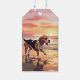 Sandy Paws Beagle Dog on Beach Sunset Gift Tags