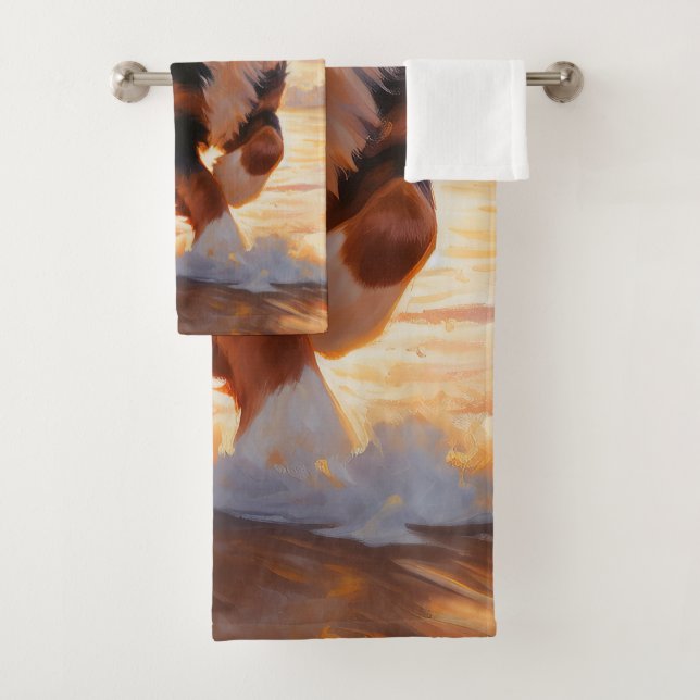 Sandy Paws Bernese Mountain Dog on Beach Sunset (En situation)