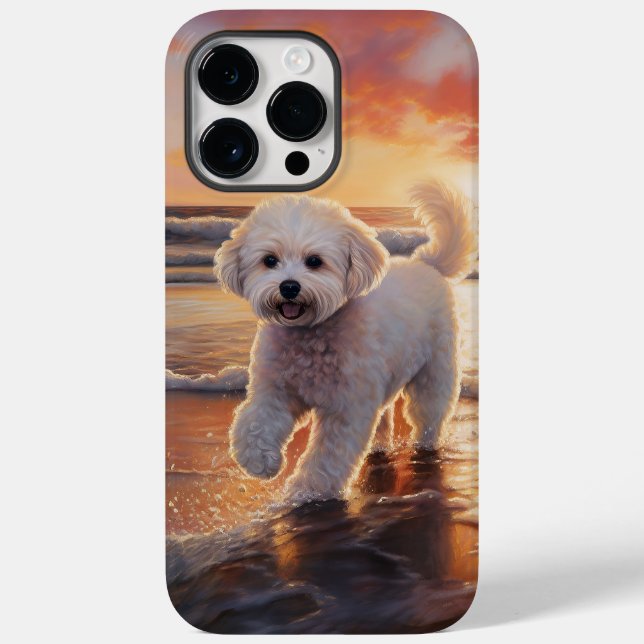 Sandy Paws Bichon Frise Dog on Beach Sunset  Case-Mate iPhone Case (Back)