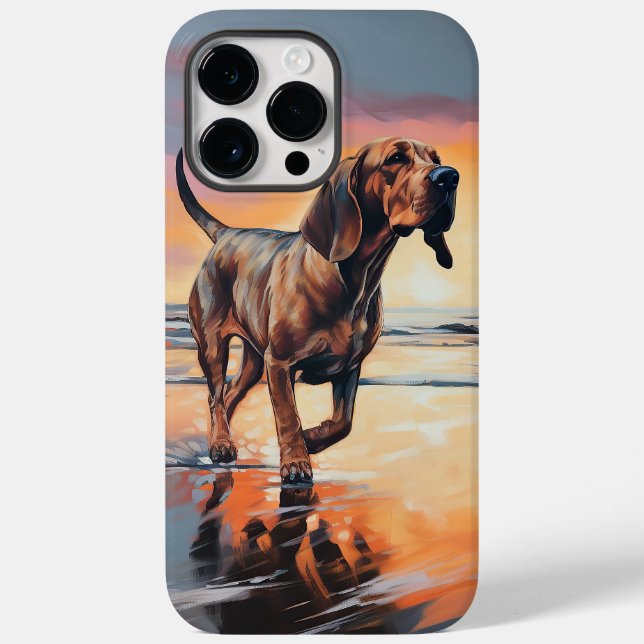 Sandy Paws Bloodhound Dog on Beach Sunset  Case-Mate iPhone Case (Back)