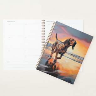 Sandy Paws Bloodhound Dog on Beach Sunset Planner