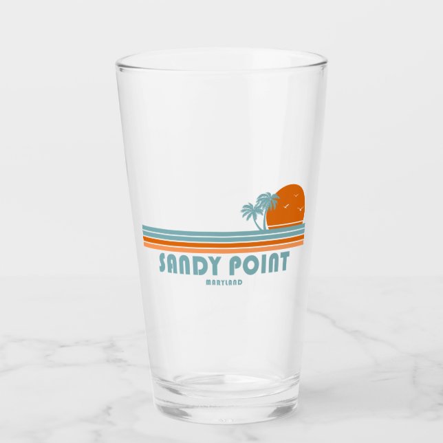 Sandy Point State Park Maryland Sun Palm Trees Glass (Front)