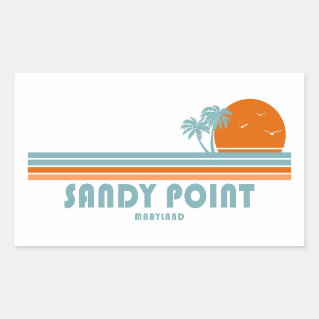 Sandy Point State Park Maryland Sun Palm Trees Sticker (Front)