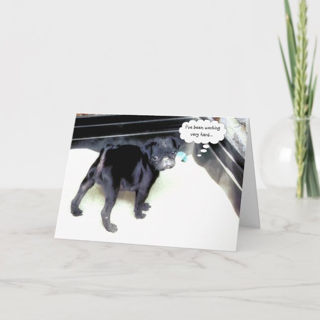 Sandy Pug Happy Birthday Greeting Card (Front)