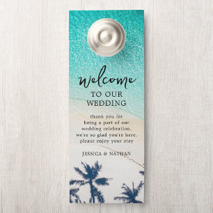 Sandy & Salty Beach I Palm Trees I Wedding Welcome Door Hanger