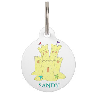 Sandy Sandcastle Starfish Beach Castle Dog Pet Tag