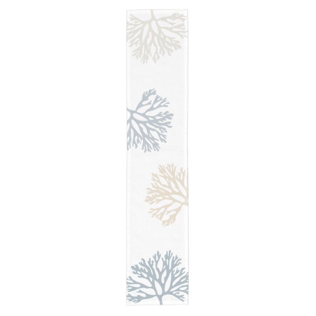 Sandy Sea Coral Silhouettes Short Table Runner (Front)