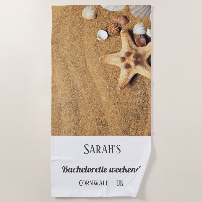 Sandy Seashells Bachelorette Weekend Towel (Front)