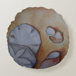 Sandy Seashells  Round Pillow