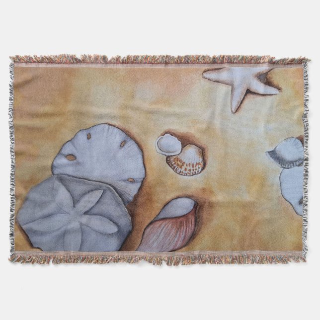 Sandy Seashells  Throw Blanket (Front)