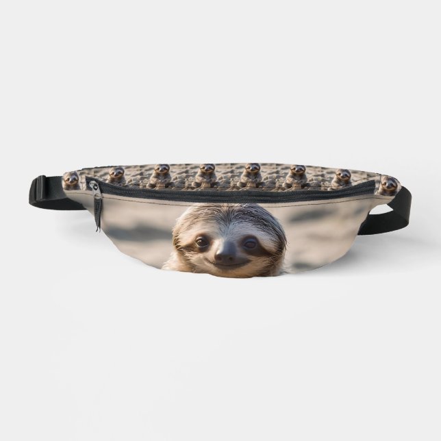 Sandy Shores: Baby Sloth Building Sand Castles, Fanny Pack (Front)