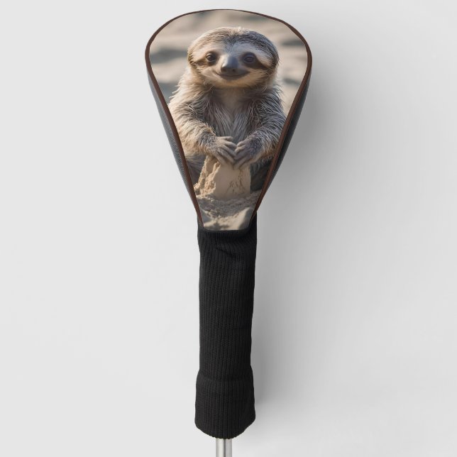 Sandy Shores : Baby Sloth Building Sand Castles, Golf Head Cover (Front)